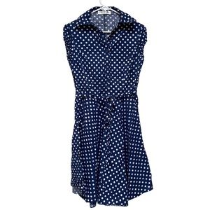 Maggie Tang Poke Dots 50s Swing Dress Color Blue White Size 38
